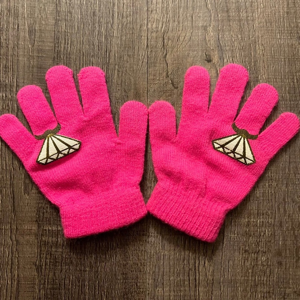 💞 Little Girls One Size Embellished Knit Gloves